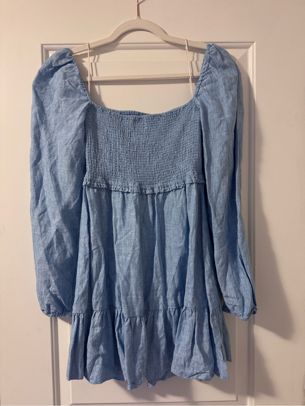 Wilfred Light Blue Smocked Mini Dress